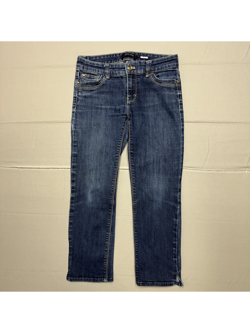 White House Black Market Womens Slim Crop Stretch Denim Jeans Size 0 Dark Blue